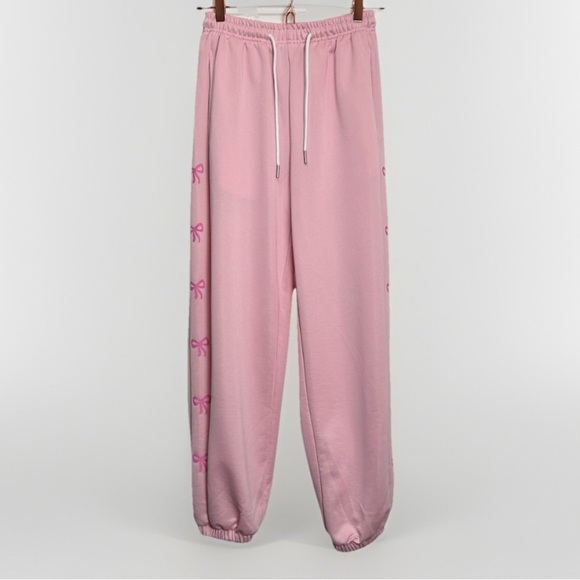 SHEIN Pink Jogger Track Pants Bow Print Size S - Picture 11 of 11